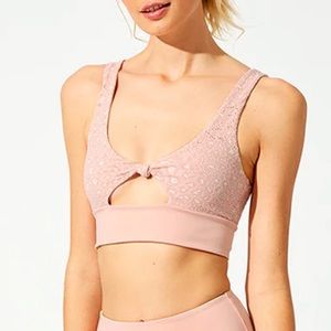 BEACH BUNNY Pink leopard sports bralette. Size 4